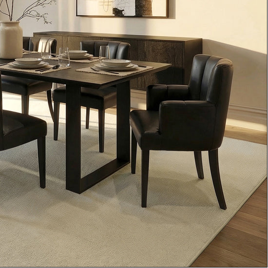 Hatfield Faux Leather Carver Chair - Black