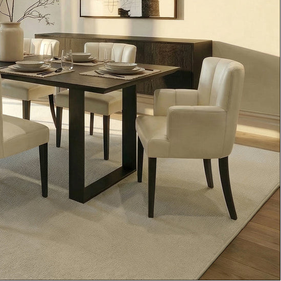Hatfield Faux Leather Carver Chair - Cream & Black