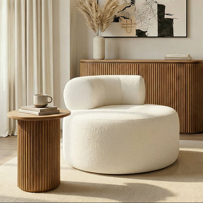 Rolls Swivel Chair Ivory Chenille