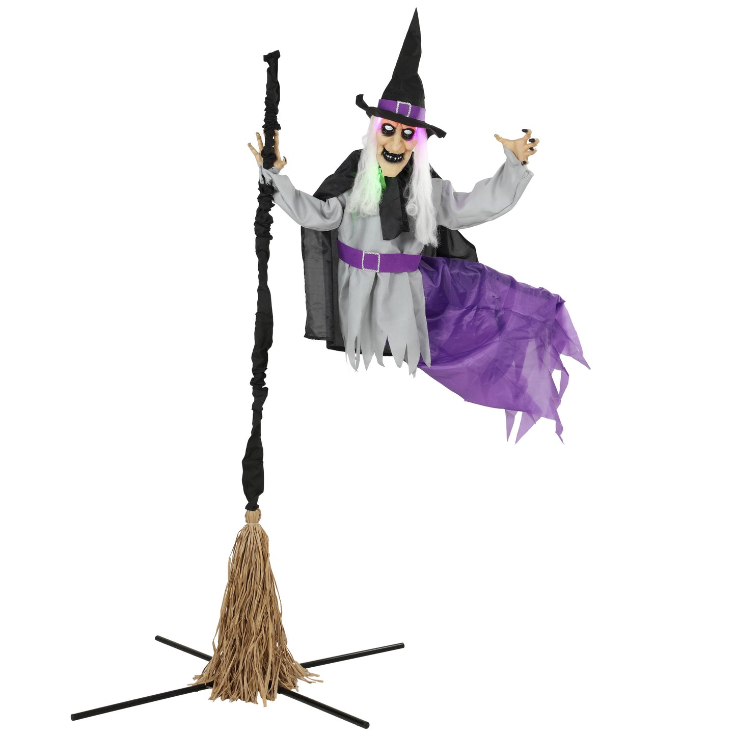 200cm Life Size Animated Witch, Scary Halloween Animatronic Decor