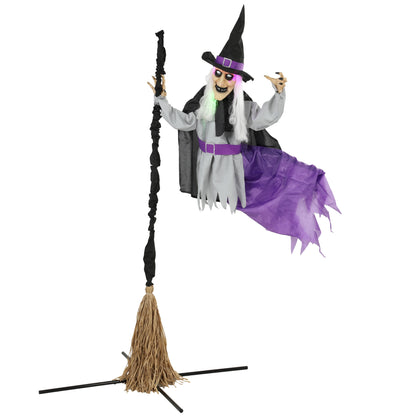 200cm Life Size Animated Witch, Scary Halloween Animatronic Decor