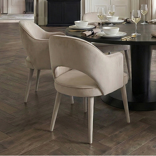 Rossini Velvet Carver Chair with Upholstered Legs - Taupe