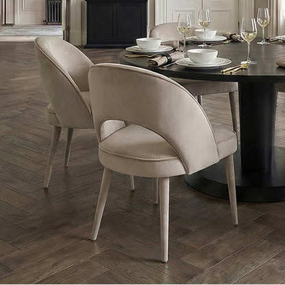 Rossini Velvet Dining Chair with Upholstered Legs - Taupe