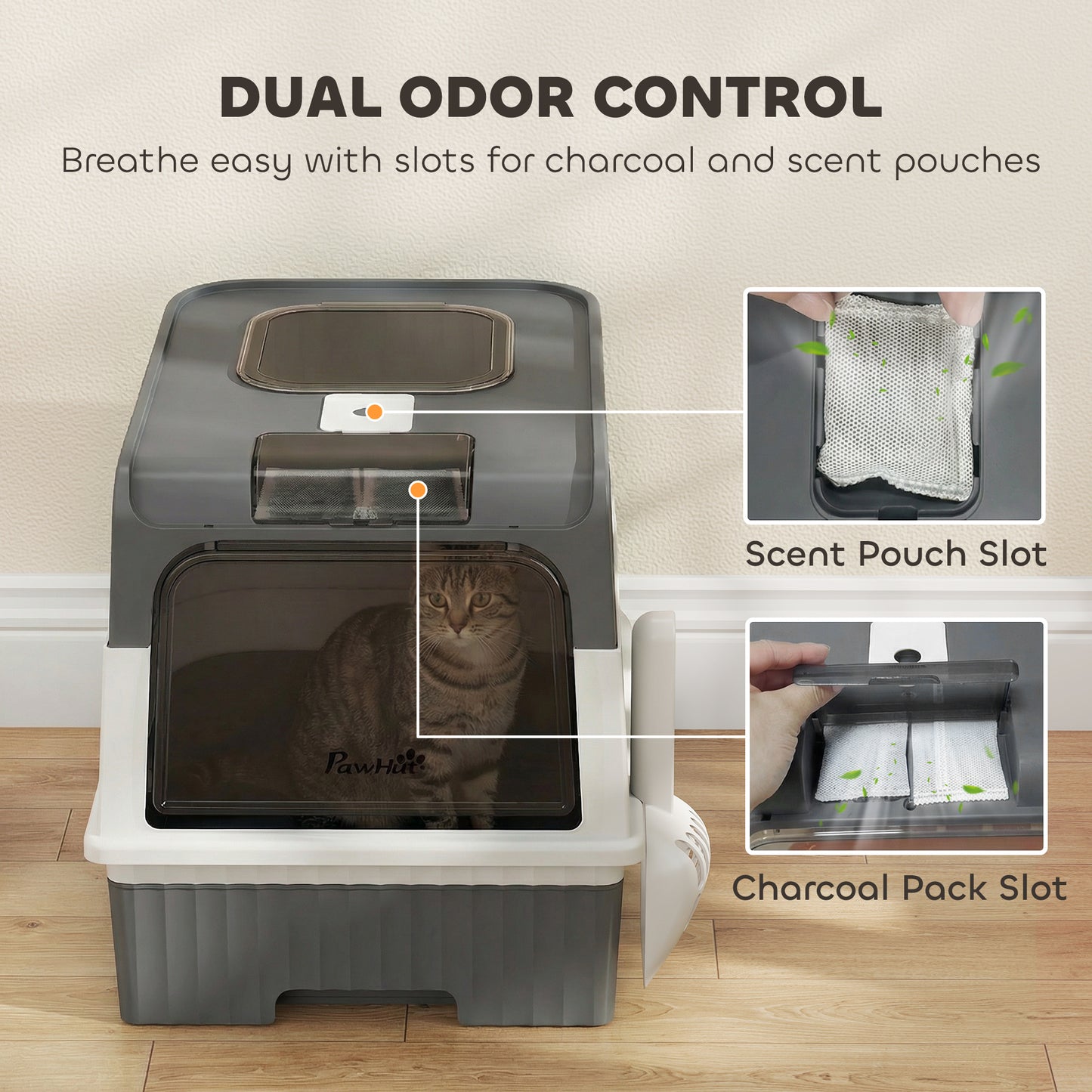 Cat litter Box, Enclosed Cat Litter Box w/ Lid, Pull-Out Drawer Tray