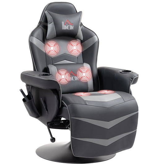 Massage Recliner Chair with Remote, PU Leather Recliner Armchair Grey