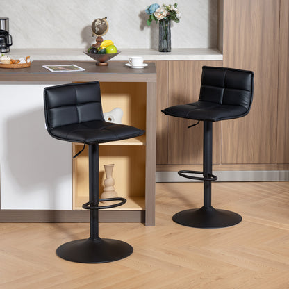 Bar Stools Set of 2 Swivel Height Adjustable Barstools Black