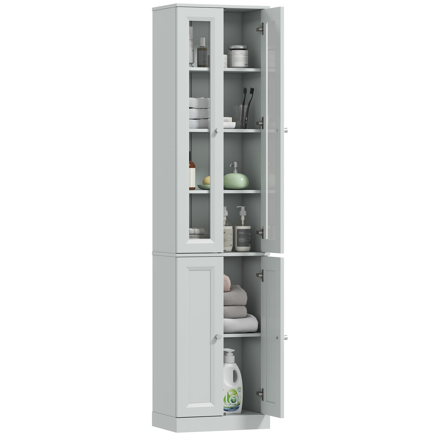 Tall Bathroom Storage Cabinet, 6-Tier Bathroom Cabinet, Dusty Blue