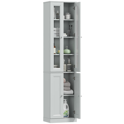 Tall Bathroom Storage Cabinet, 6-Tier Bathroom Cabinet, Dusty Blue