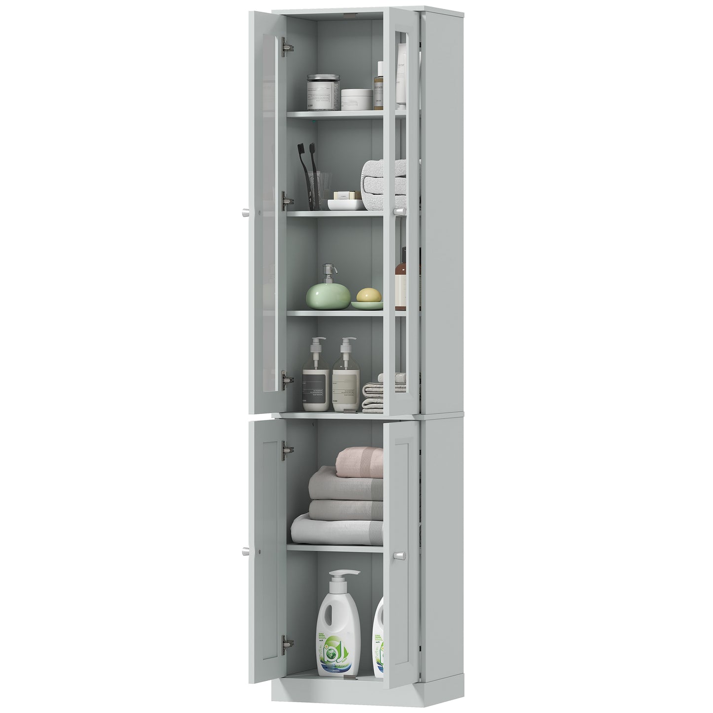 Tall Bathroom Storage Cabinet, 6-Tier Bathroom Cabinet, Dusty Blue
