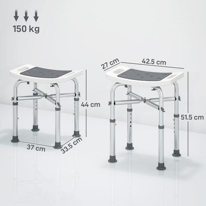 Adjustable Shower Stool with Foot Pads for Elderly Disabled Grey