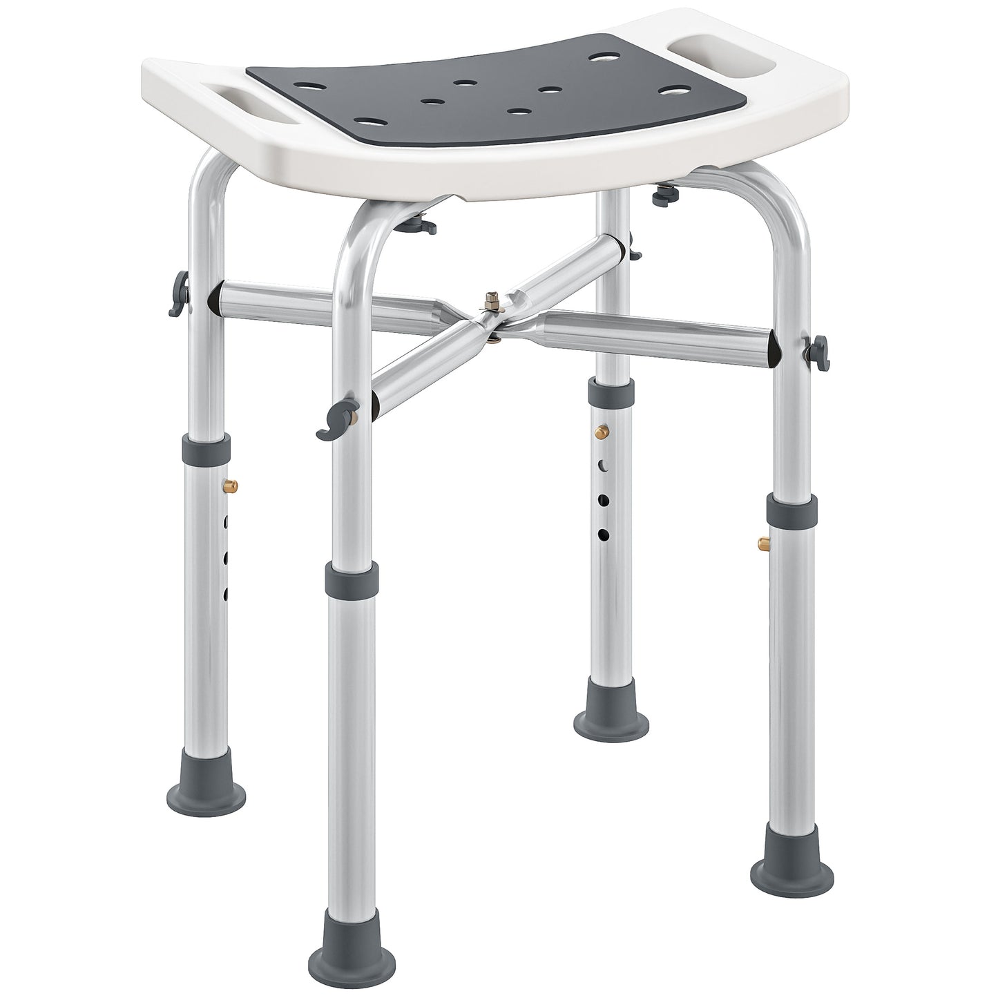 Adjustable Shower Stool with Foot Pads for Elderly Disabled Grey
