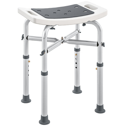 Adjustable Shower Stool with Foot Pads for Elderly Disabled Grey