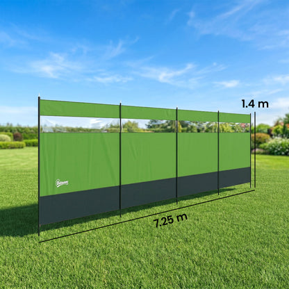 Camping Windbreaks with Clear Windows, 725 x 140cm, Army Green