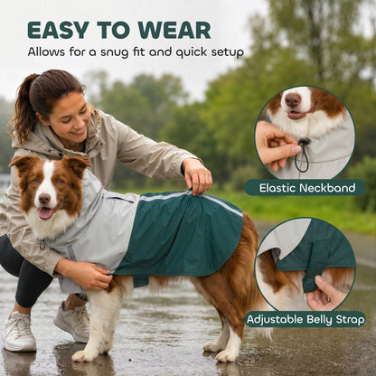 Dog Raincoat with Hood, Dog Rain Jacket, for Medium Dogs, M