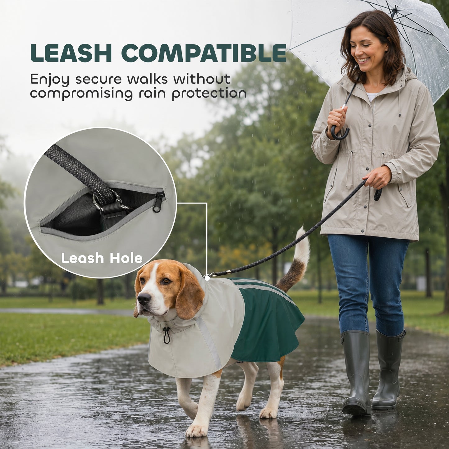 Dog Raincoat with Hood, Dog Rain Jacket, for Medium Dogs, M