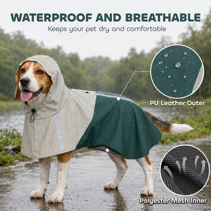 Dog Raincoat with Hood, Dog Rain Jacket, for Medium Dogs, M