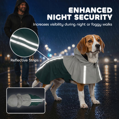Dog Raincoat with Hood, Dog Rain Jacket, for Medium Dogs, M