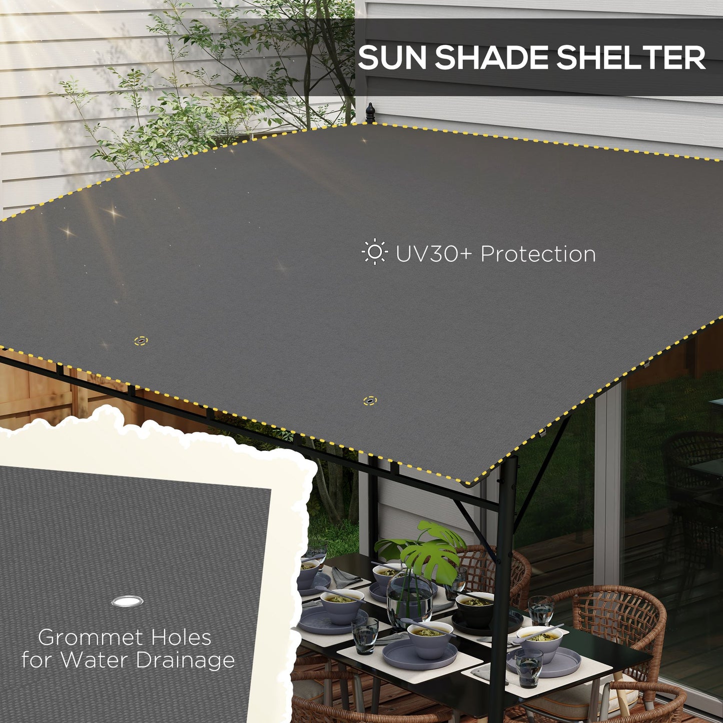 3 x 4m Outdoor Pergola Gazebo, Garden Sun Shade Shelter with Metal Frame, for Patio, Deck