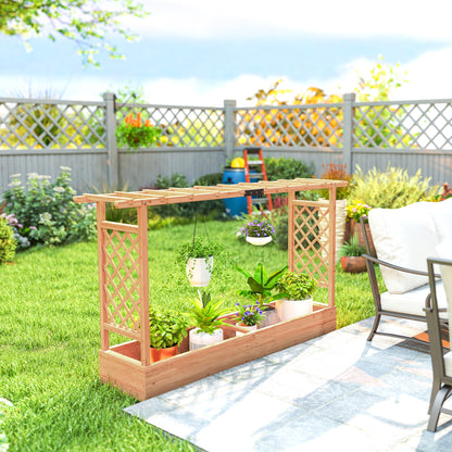 Raised Bed for Garden with Trellis, 200 x 44 x 113.5 cm, Natural