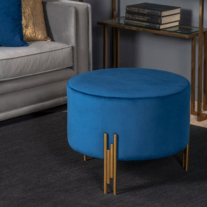 Rubell Large Stool Navy Brass base