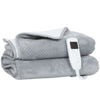 Heated Throw with Ultra Soft Velvet, Electric Blanket, Grey