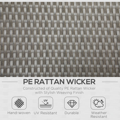 4 Piece Rattan Garden Furniture Sets, 4 Seater Outdoor Sofa Sectional w/Wicker Sofa, Reclining Armchair and Glass Table for Yard, Grey