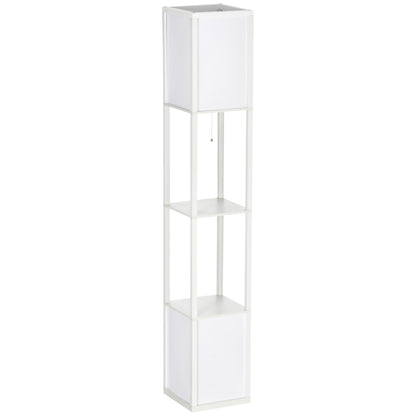 Modern Shelf Floor Lamp with Dual Ambient Light, Standing Lamp Living Room, Bedroom, 156cm, White