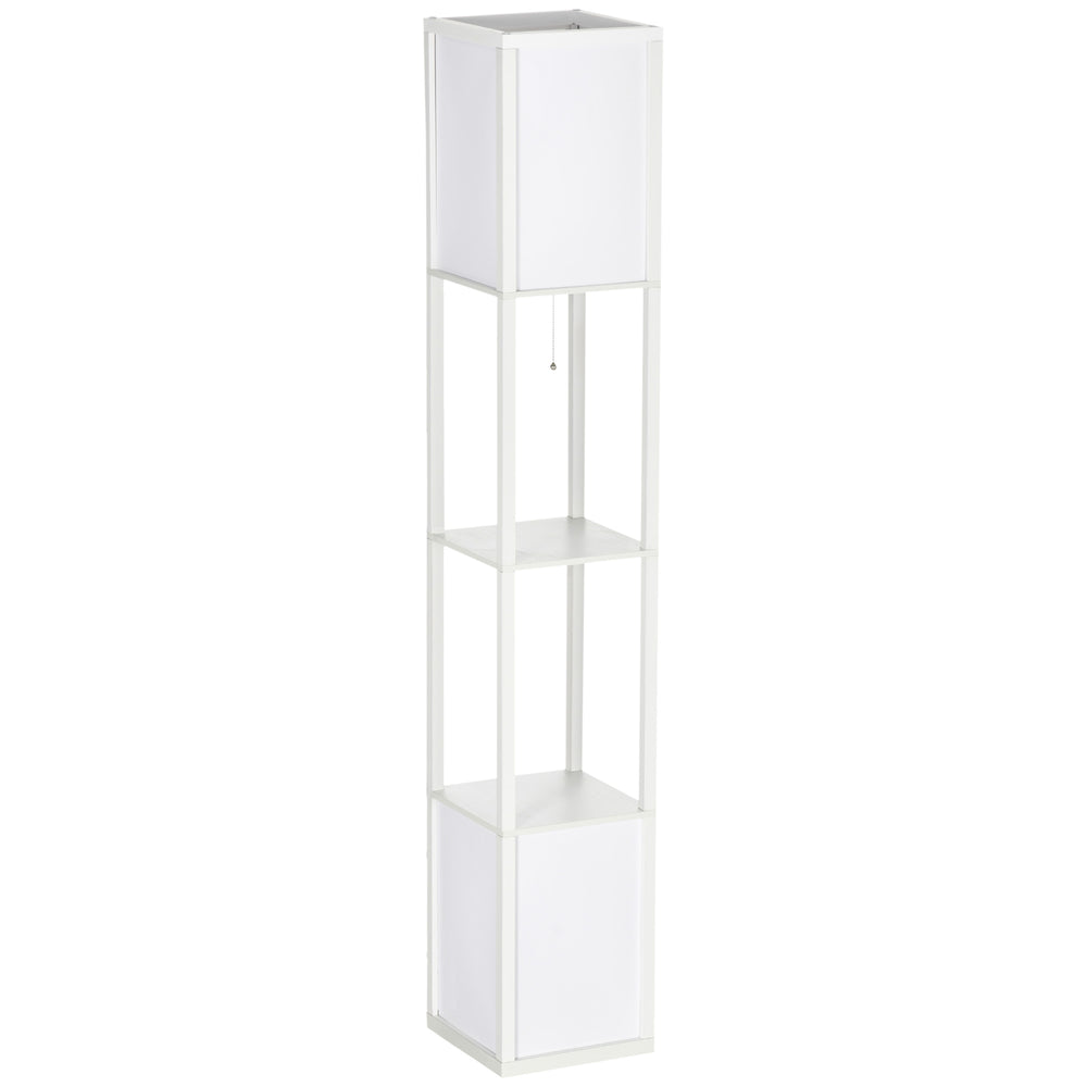 Modern Shelf Floor Lamp with Dual Ambient Light, Standing Lamp Living Room, Bedroom, 156cm, White