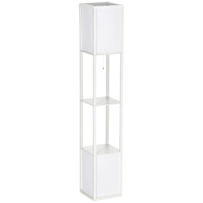 Modern Shelf Floor Lamp with Dual Ambient Light, Standing Lamp Living Room, Bedroom, 156cm, White