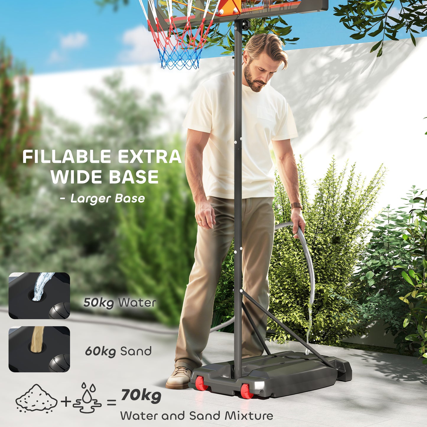 Basketball Hoop, 210-260cm Height Adjustable Basketball Hoop, Red