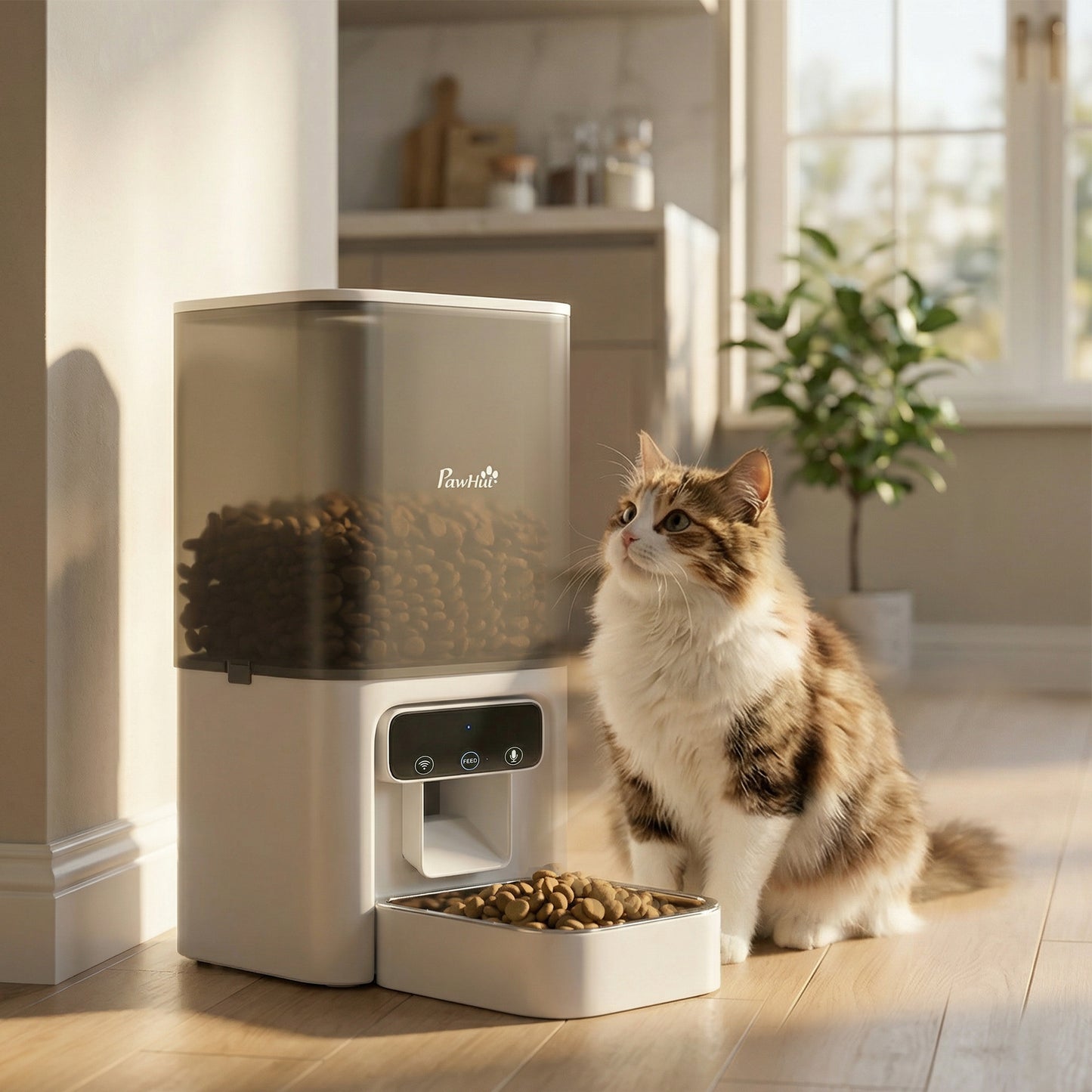 Automatic Cat Feeder, 4.5L WiFi Cat Food Dispenser with Timer