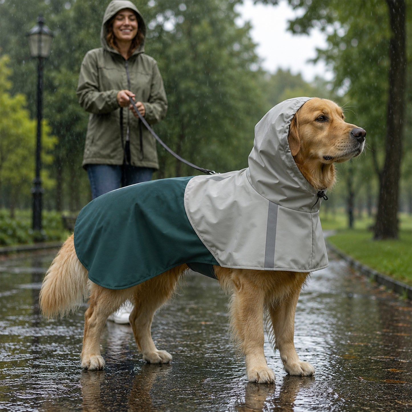 Dog Raincoat with Hood, Dog Rain Jacket, for Large Dogs, L