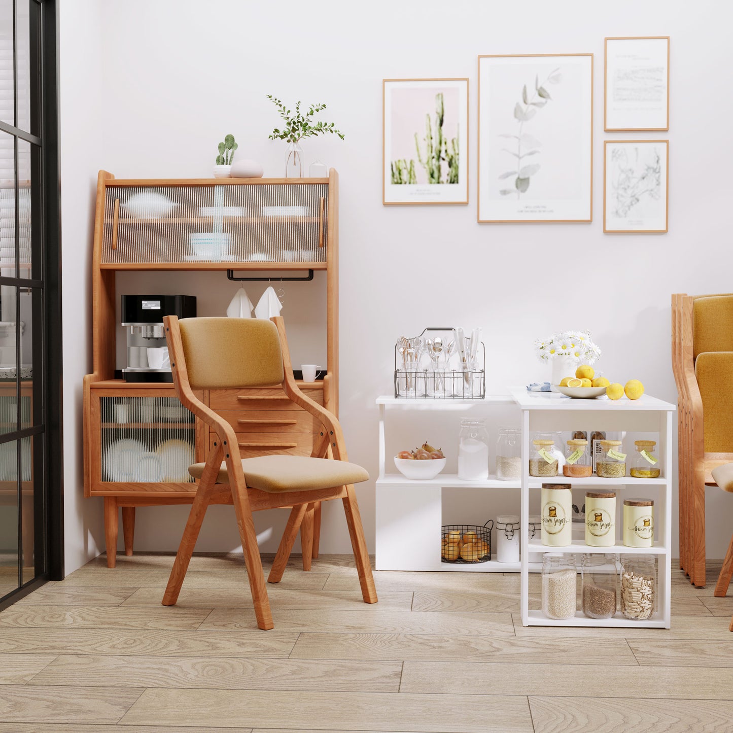 Corner Computer Desk with 360° Rotating Design and Bookshelf, White