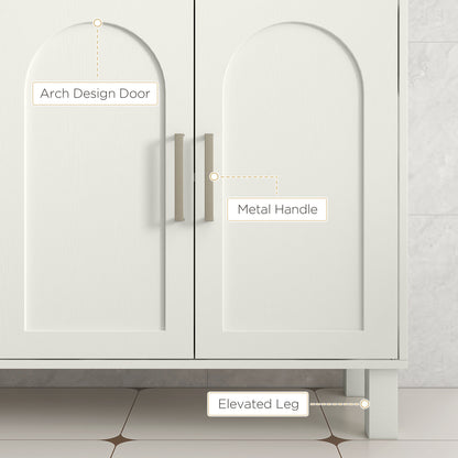 Under-Sink Bathroom Cabinet with Open Shelves and Cupboard - Cream