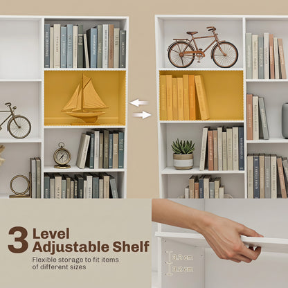 Bookcase Freestanding Open Storage Shelf with 17 Compartments
