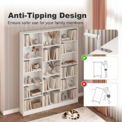 Bookcase Freestanding Open Storage Shelf with 17 Compartments