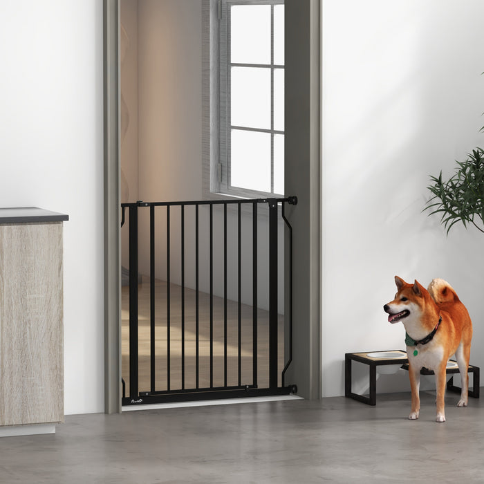 Extra Wide Dog Safety Gate, with Door Pressure, for Doorways, Hallways, Staircases - Black