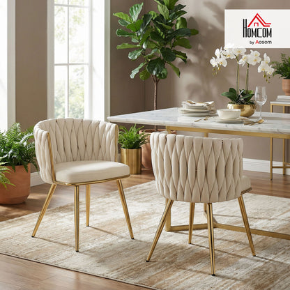 Upholstered Kitchen Chairs Set of 2 with Wrap-around Backrest, Cream