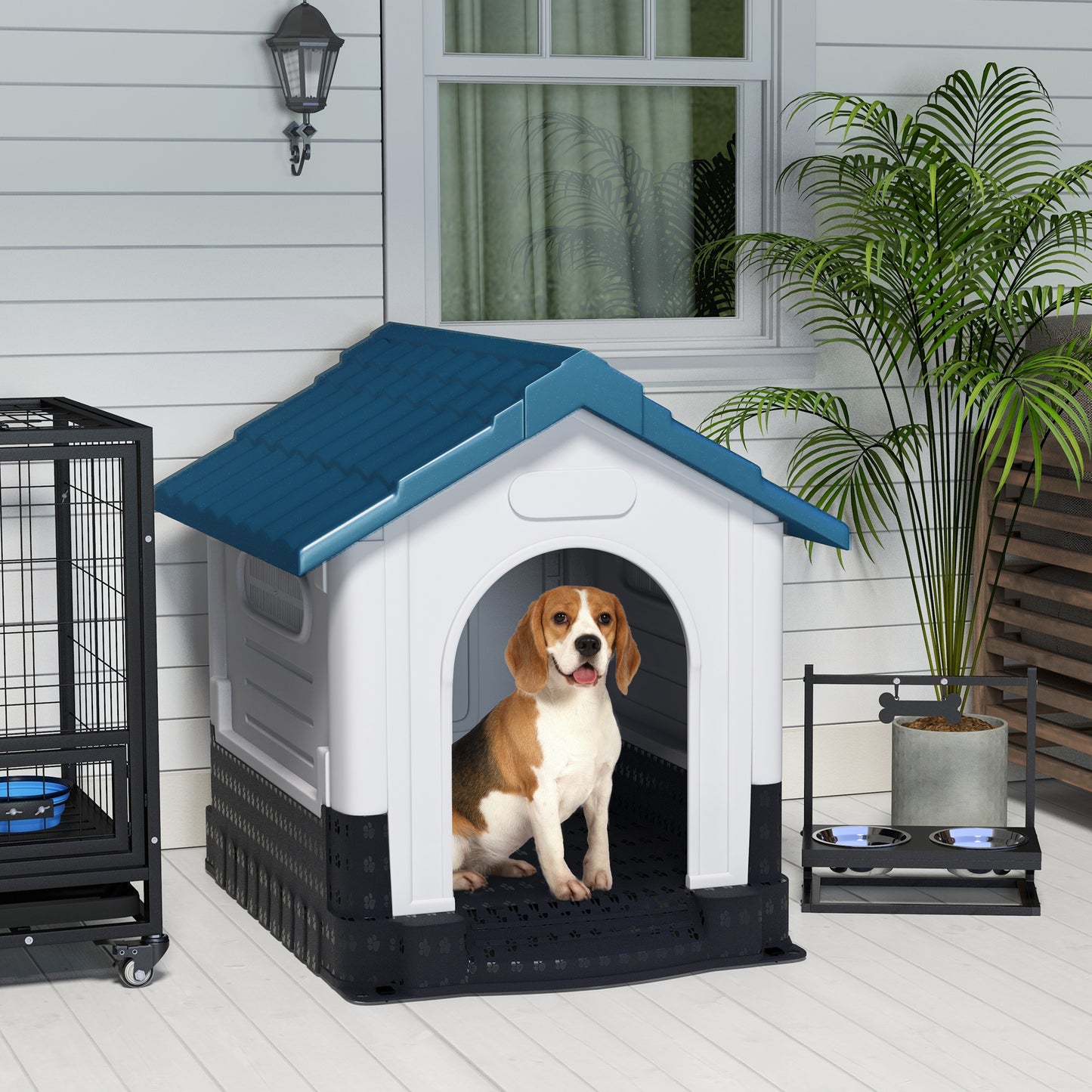 Dog Kennel for Outside, for M and L Dogs, 101 x 88 x 99cm, Blue