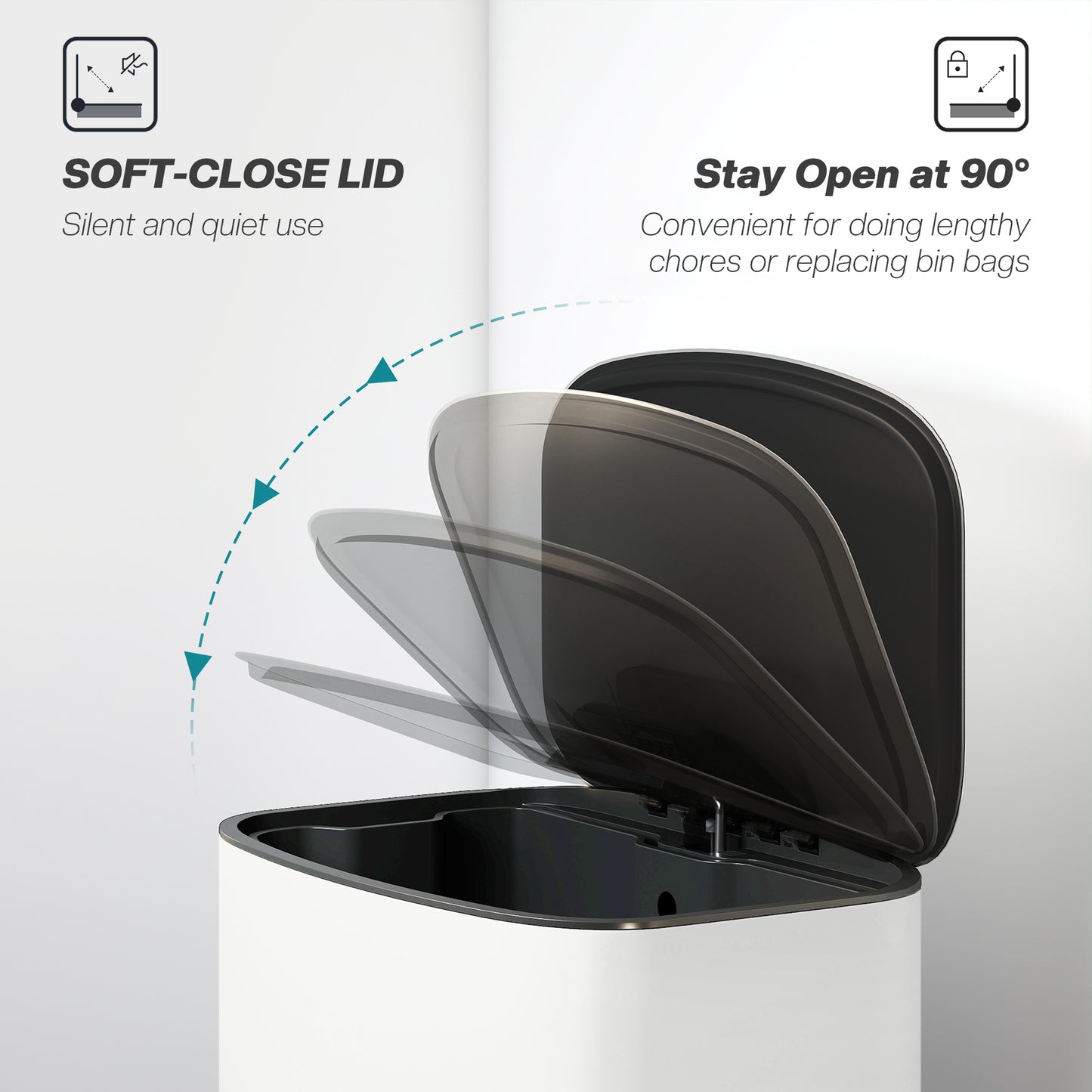 Pedal Bin with Soft-Close Lid, 50L Kitchen Bin with Carry Handle Cream