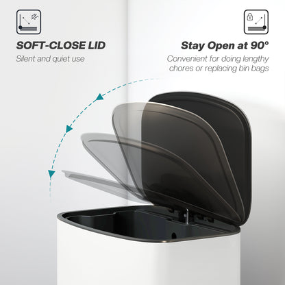 Pedal Bin with Soft-Close Lid, 50L Kitchen Bin with Carry Handle Cream