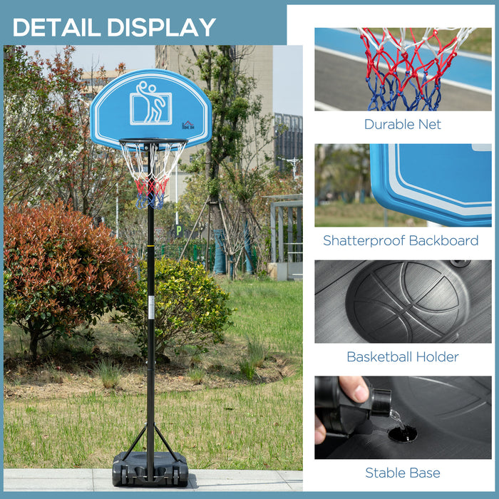 Adjustable Basketball Hoop Stand w/ Wheels and Weight Base Blue