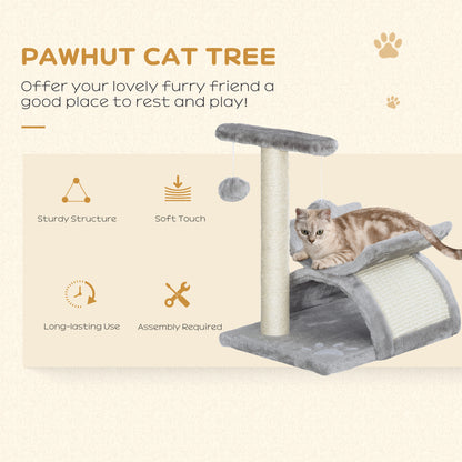 Cat Tree Tower, Rotatable Top Bar, Sisal Post, Tunnel, Balls, Grey