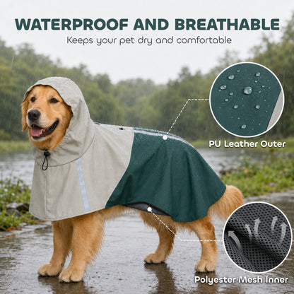 Dog Raincoat with Hood, Dog Rain Jacket, for Large Dogs, L