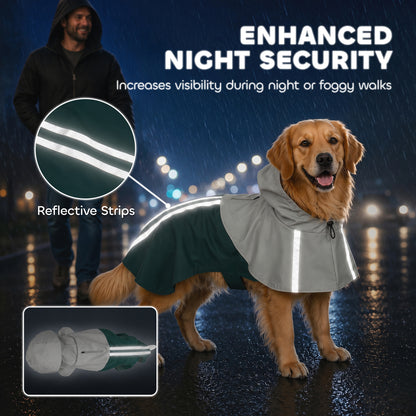 Dog Raincoat with Hood, Dog Rain Jacket, for Large Dogs, L