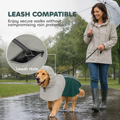 Dog Raincoat with Hood, Dog Rain Jacket, for Large Dogs, L
