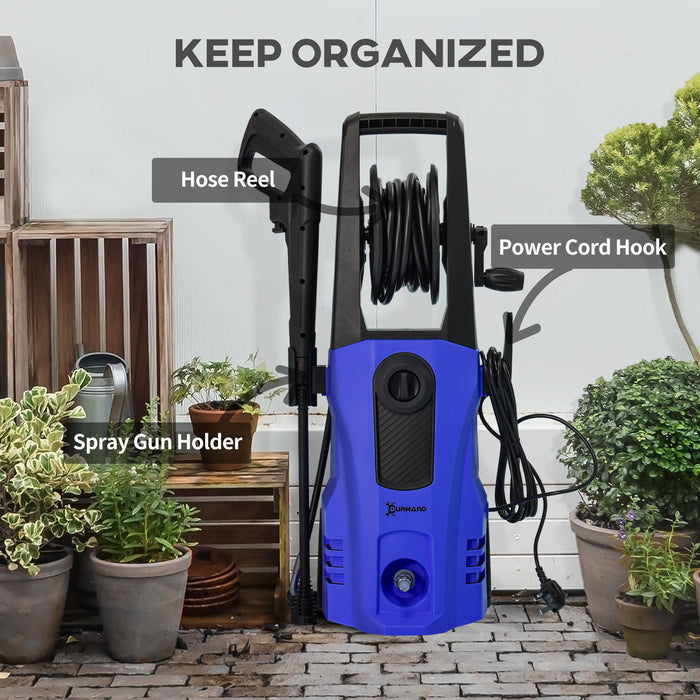 DURHAND 1800W High Pressure Washer, 150 Bar Pressure, 510 L/h Flow, High-Performance Portable Power Jet Wash Cleaner Blue