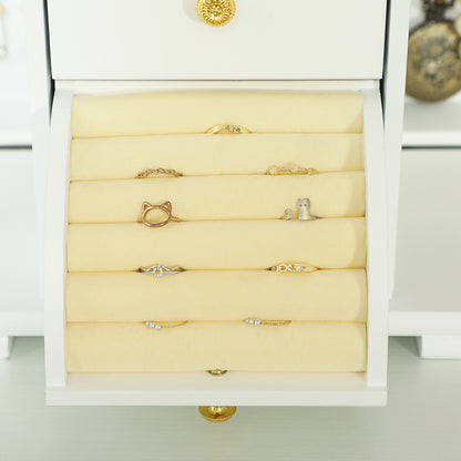 4-Tier Large Jewellery Box with Mirror and 2 Drawers, White