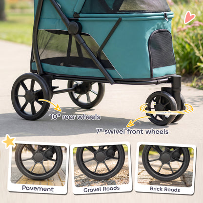 Dog Stroller, 3 Wheels Pet Stroller with Easy One-Click Quick Fold