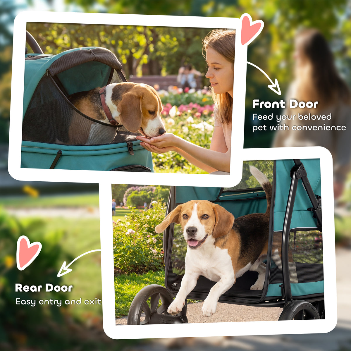 Dog Stroller, 3 Wheels Pet Stroller with Easy One-Click Quick Fold
